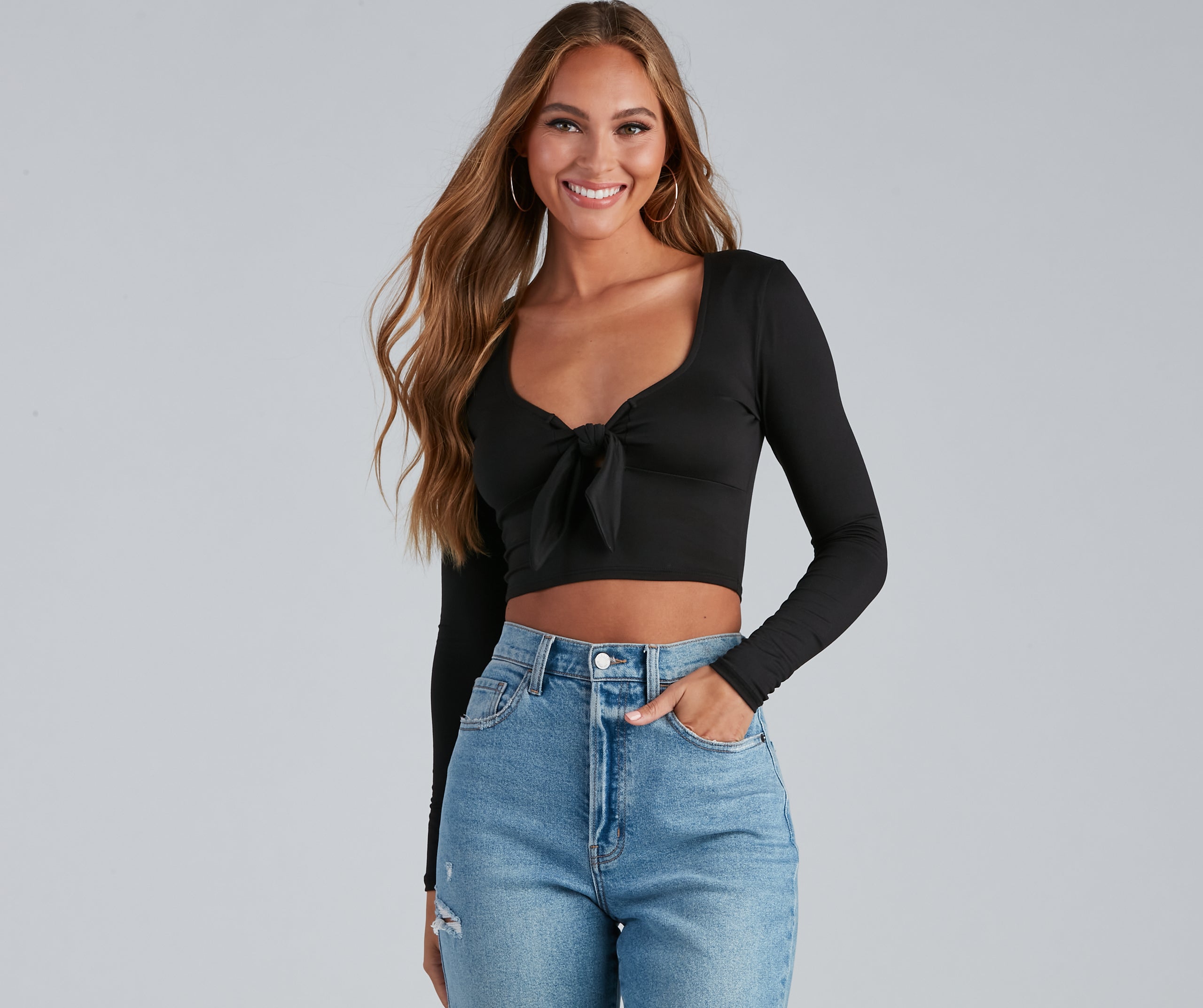 Love You Knot Tie-Front Crop Top