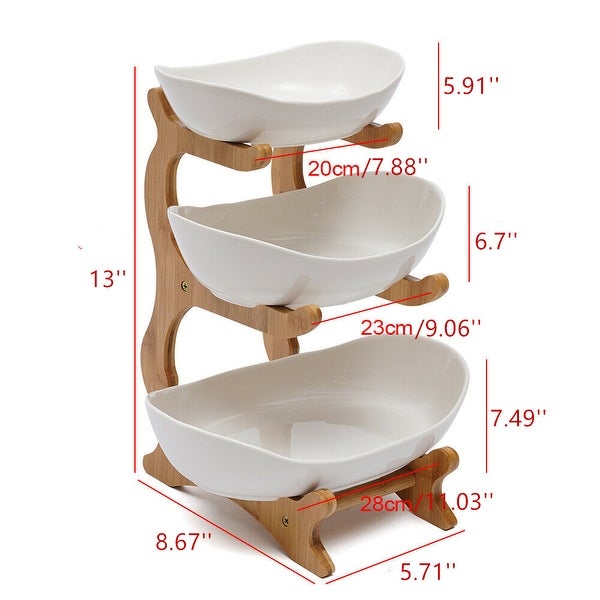 3 Tier Ceramic Fruit Basket Holder Dining Table Fruit Tray