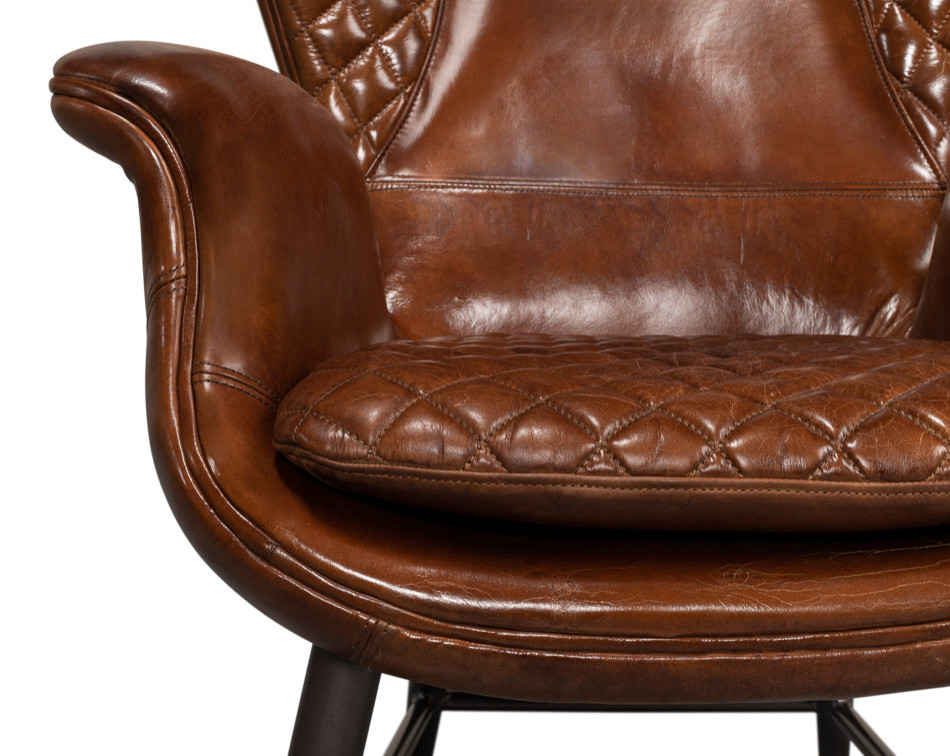 Quilted Vintage Havana Leather Wing Accent Chair   Modern   Armchairs And Accent Chairs   by Sideboards and Things  Houzz