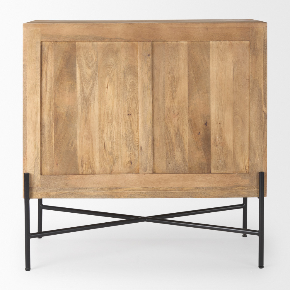 Cairo Light Brown Solid Wood With Black Iron Frame Accent Cabinet   Midcentury   Accent Chests And Cabinets   by Mercana  Houzz