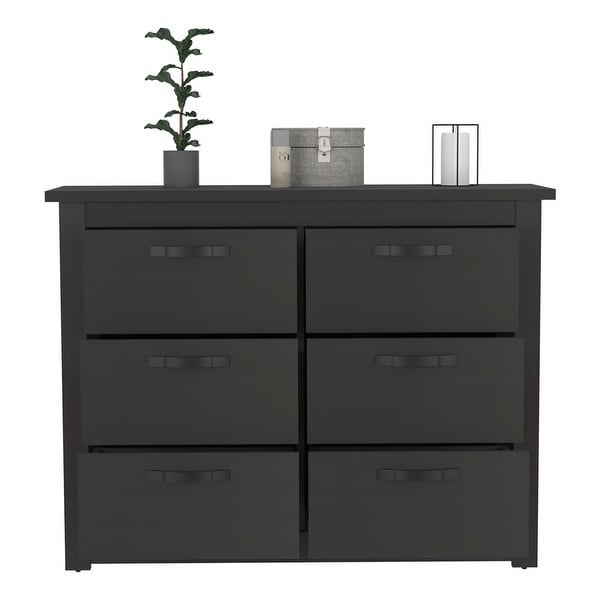 Becca Double Dresser with 6 Drawers， 4 Legs and Metal Hardware - - 35569980