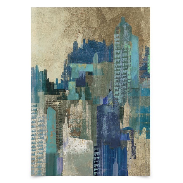 Americanflat Abstract Wall Art Room Decor Golden City Blue Ii By Pi Creative Art