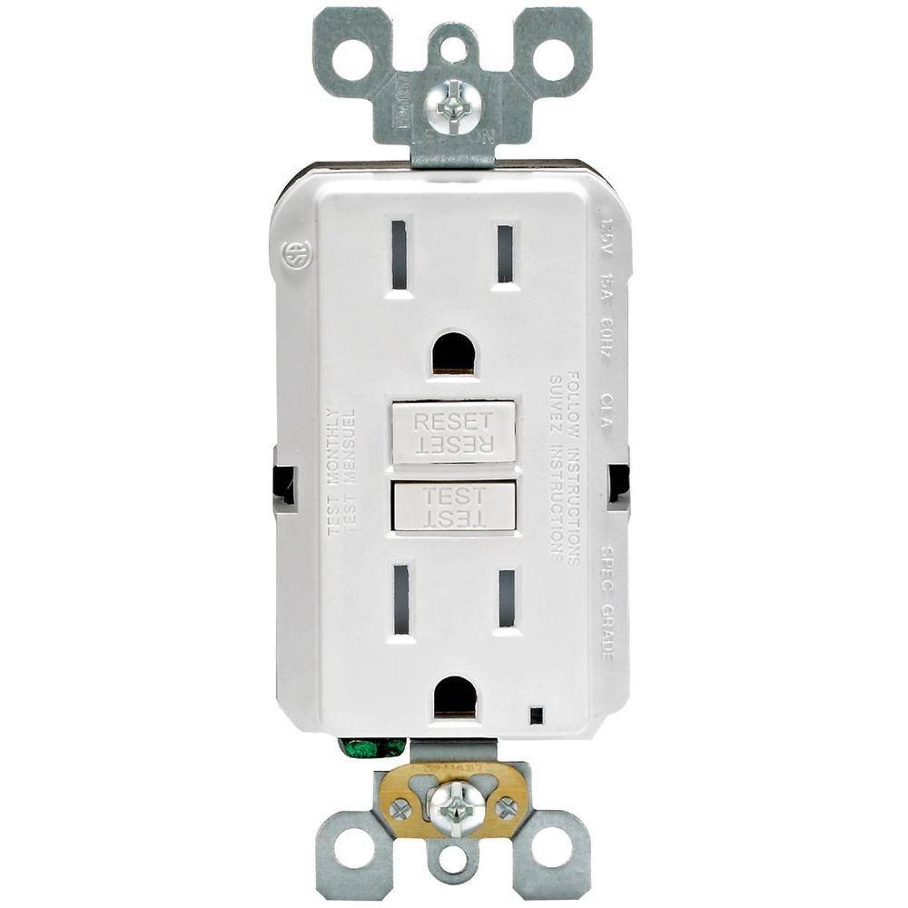 Leviton 15 Amp 125-Volt Duplex SmarTest Self-Test SmartlockPro Tamper Resistant GFCI Outlet White R92-GFTR1-0KW