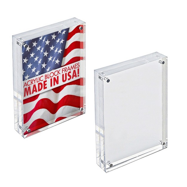 Azar Displays Clear Acrylic Magnetic Photo Block Frame Set With Two 5x7 Size Frames