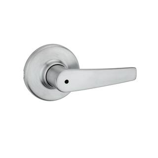 Kwikset Delta Satin Chrome Privacy Door Handle with Lock for Bedroom or Bathroom 300DL26D6ALRCS