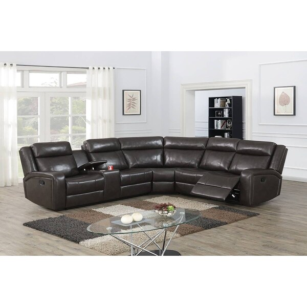 3 Pieces Gel Leatherette Manual Reclining Sectional