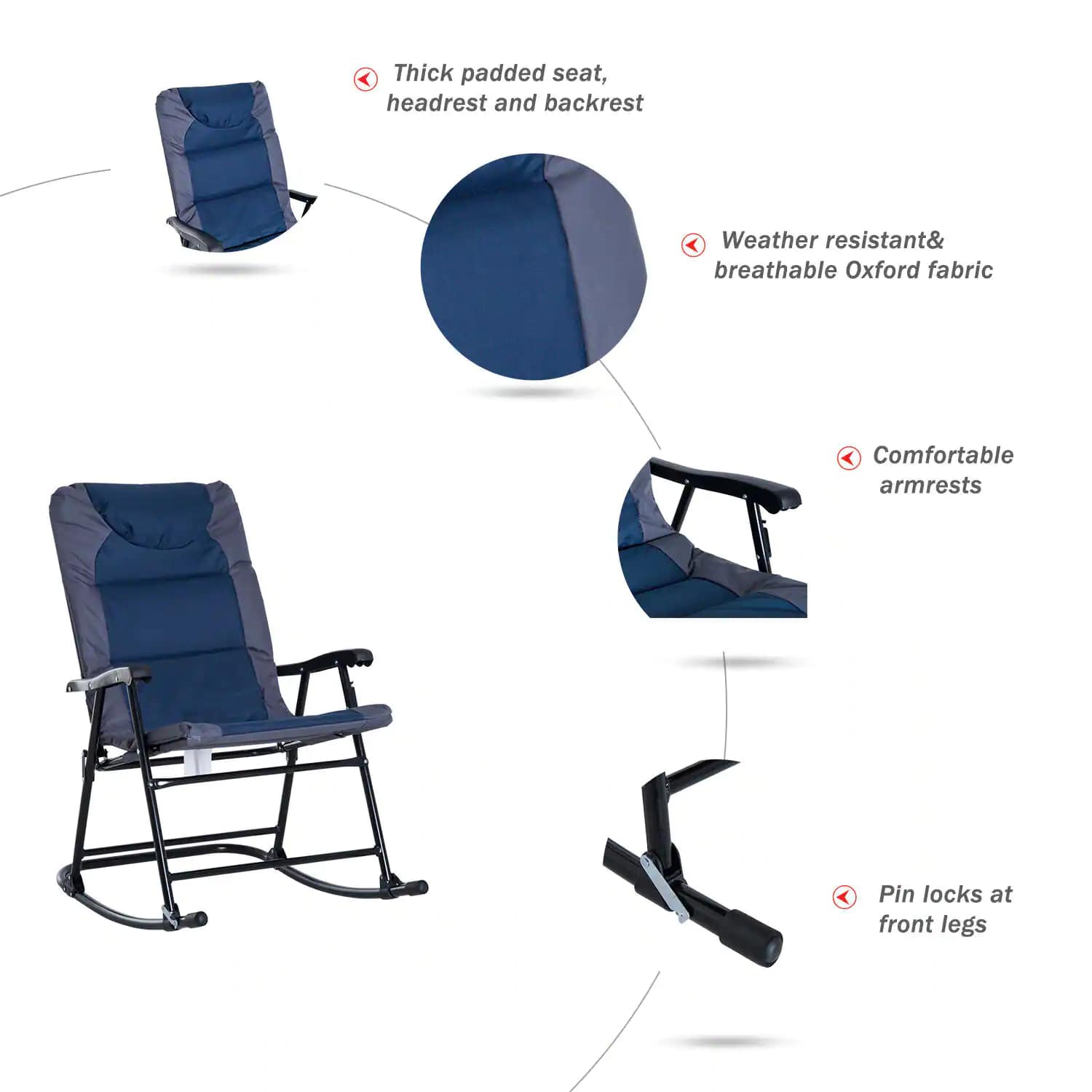 Outsunny Metal Outdoor Rocking Chair 2-Piece Set