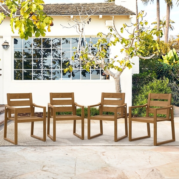 LUE BONA 5Piece HDPS Rectangular Patio Dining Set with Slatted Table Top and outdoor Armchairs