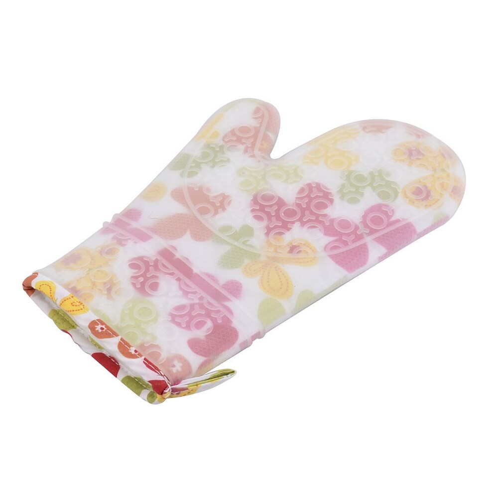 Bakery Silicone Bowknot Pattern Heat Resistant Oven Mitt Colorful   Multi   11.6\