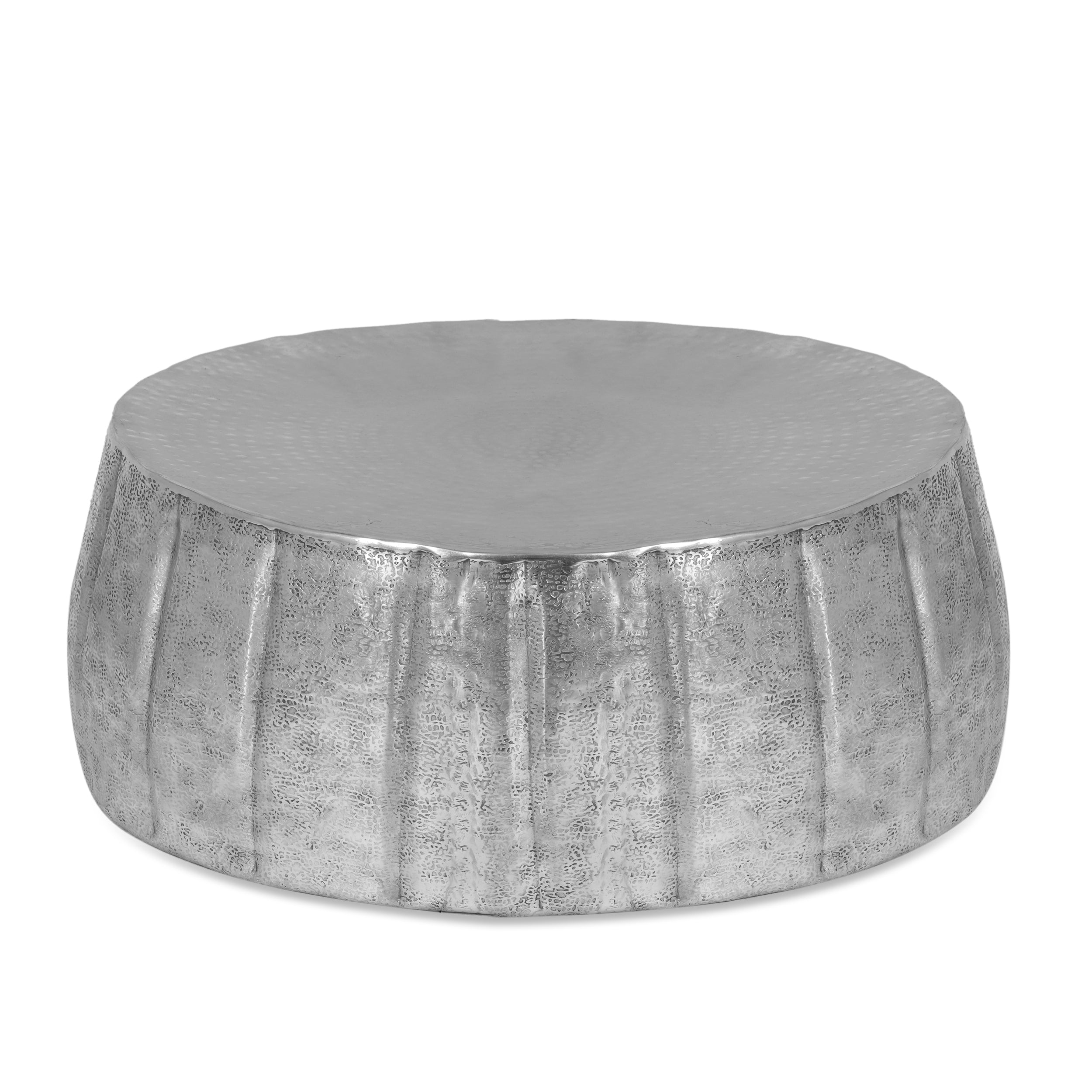 Leesburg Handcrafted Modern Aluminum Pumpkin Coffee Table, Silver