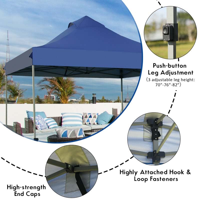 10 x 10 FT Pop Up Canopy Tent Portable Folding Event Party Tent Adjustable with Roller Bag