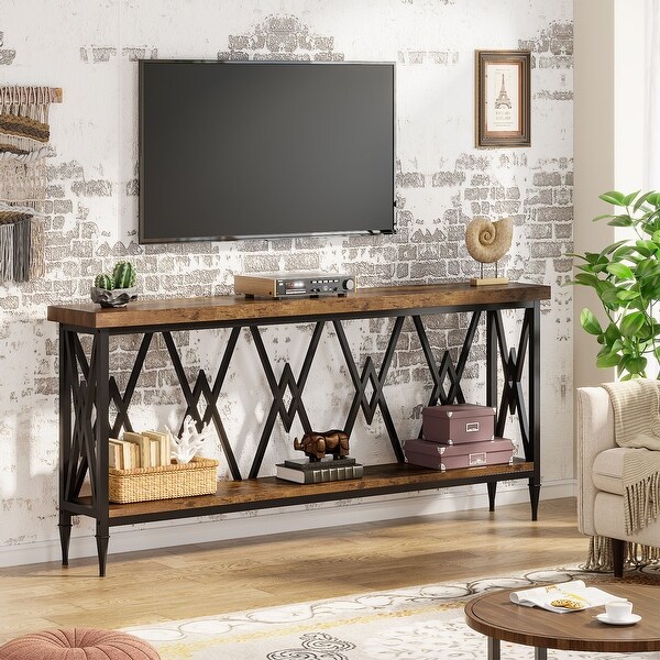 70.9 Inche Long Console Sofa Table Living Room，Entryway Hallway Accent Tables with Stylish Metal Frame