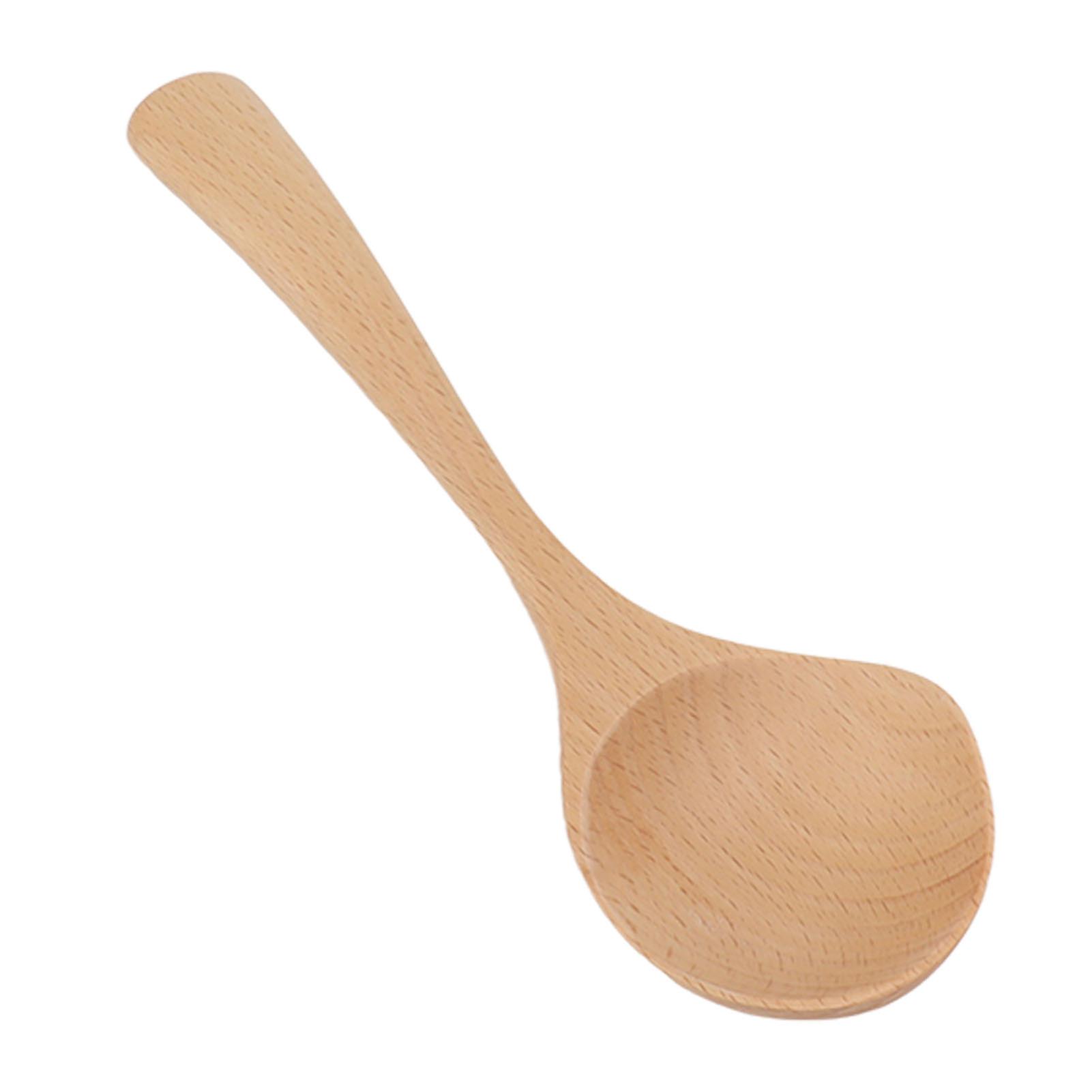 Wooden Soup Spoon Fine Polishing Handcrafted High Temperature Resistant Long Handle Wooden Spoons for Restaurant