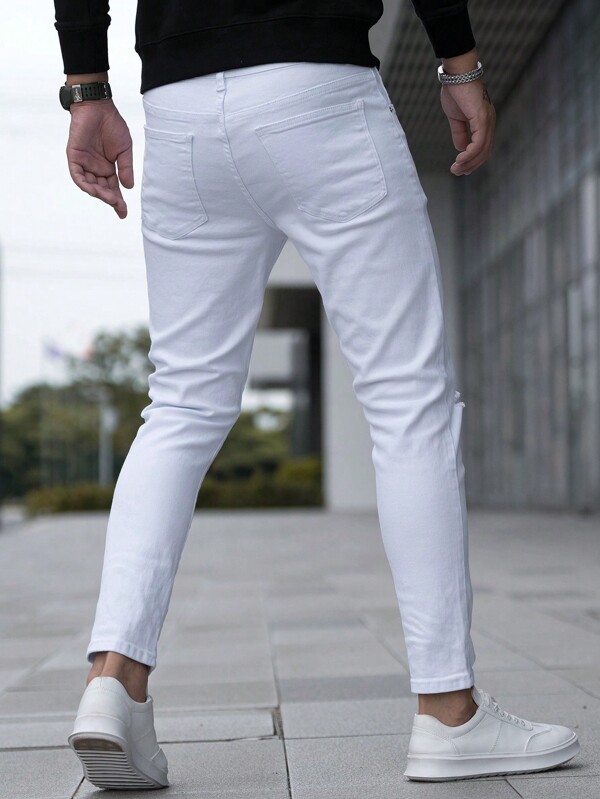 Men Ripped Frayed Skinny Jeans