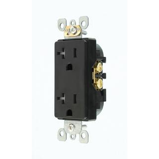 Leviton Decora 20 Amp Residential Grade Tamper Resistant Self Grounding Duplex Outlet Black T5825-E