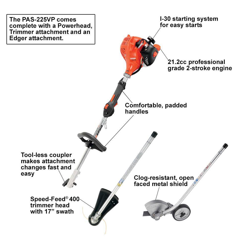 ECHO 21.2 cc 2-Stroke Gas PAS Straight Shaft TrimmerEdger and 58.2 CC 2-Cycle Backpack Leaf Blower Combo Kit (3-Tool) V-AAFBAF