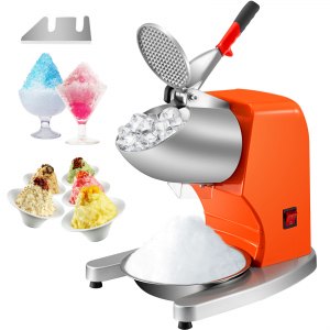 VEVOR 110V Electric Ice Shaver Crusher，300W 1450 RPM Snow Cone Maker Machine with Dual Stainless Steel Blades 210LB/H， Shaved Ice Machine with Ice Plate  Additional Blade for Home and Commercial Use