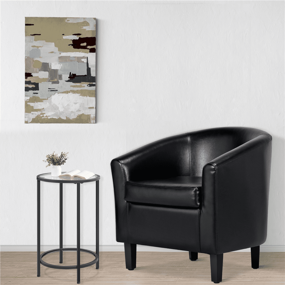 Yaheetech Faux Leather Accent Arm Chair For Living Room， Black