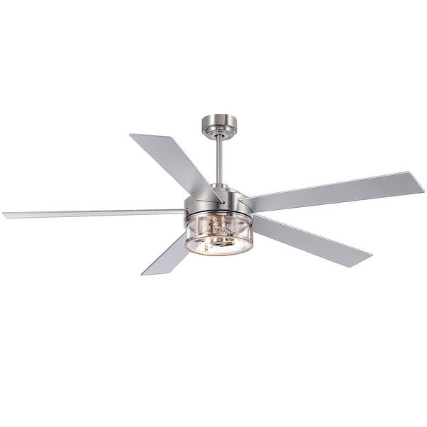 60 In Brushed Nickel Ceiling Fan with Light and Remote(5-blade) Shopping - The Best Deals on Ceiling Fans | 40815242