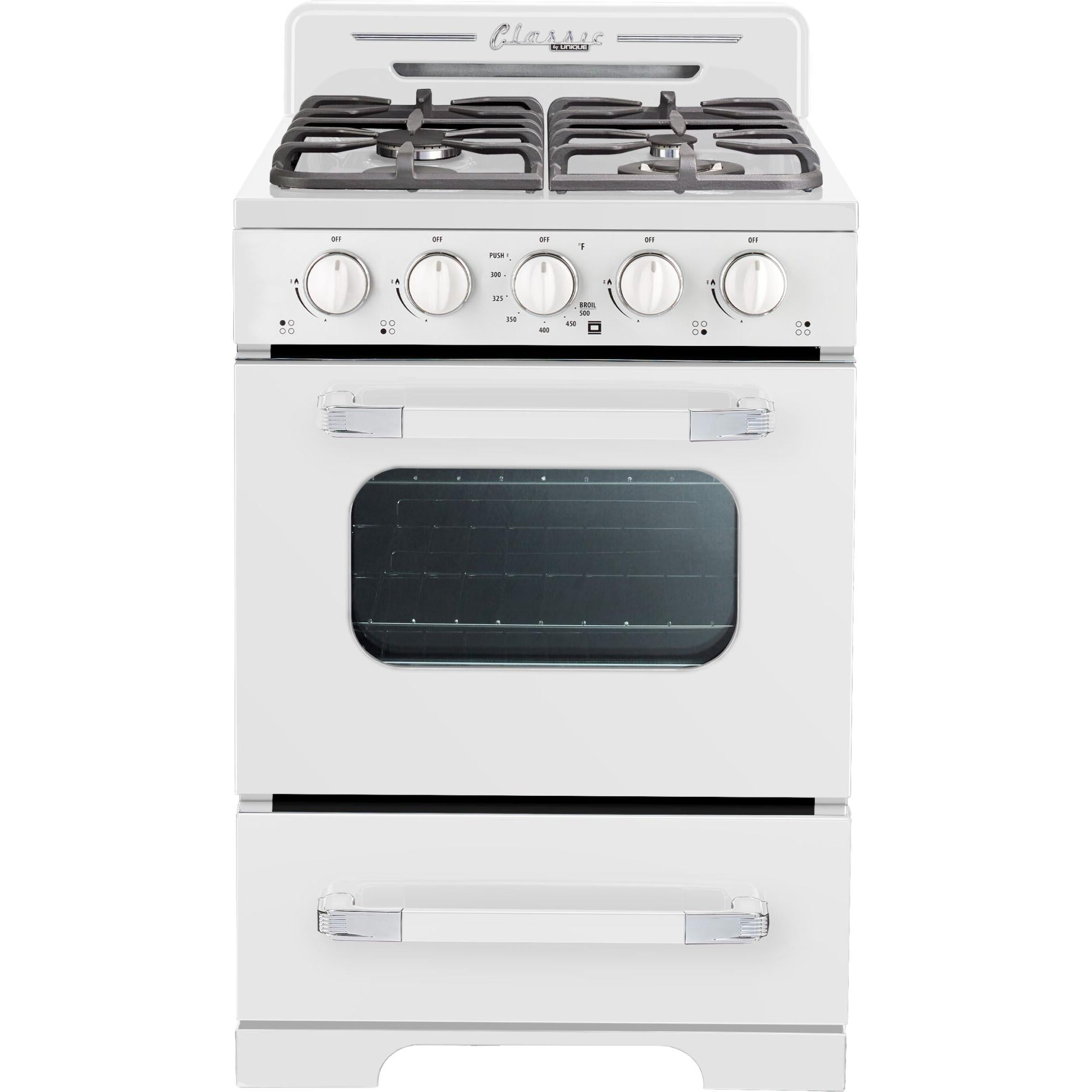 Unique Appliances 24-inch Freestanding Gas Range (Battery Ignition) UGP-24CR OF1 W