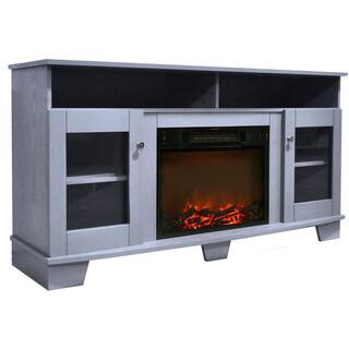 Hanover Glenwood 59.1 in. W Freestanding Electric Fireplace TV Stand in Slate Blue with Charred Log Display FS6022-1BSBL1