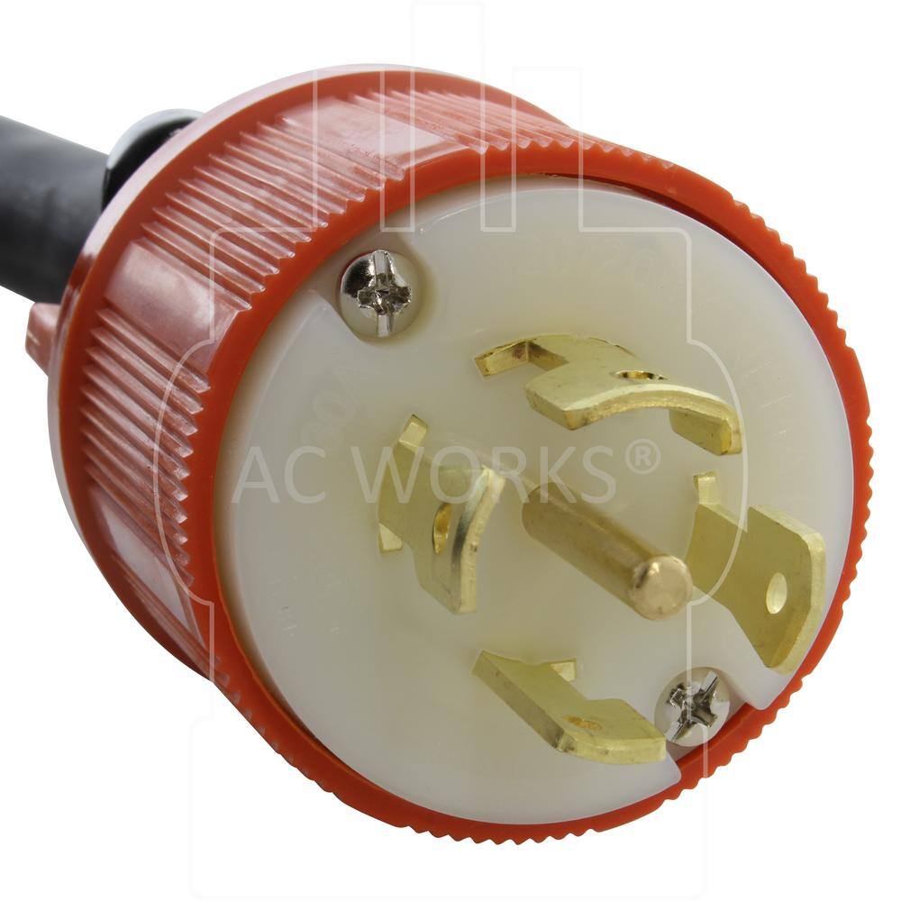 AC WORKS 10 ft. SOOW 105 NEMA L21-30 30 Amp 3-Phase 120-Volt208-Volt Industrial Rubber Extension Cord L2130PR-010E