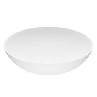 VIGO Lotus Modern White Matte Stone 16 in. L x 16 in. W x 5 in. H Round Vessel Bathroom Sink VG04015