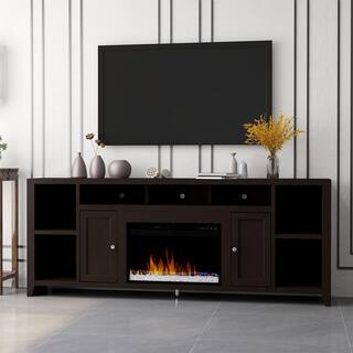 Bridgevine Home 84 in. Fully Assembled Mocha TV Stand with Electric Fireplace Fits TV's up to 90 in. UL5284.MOC