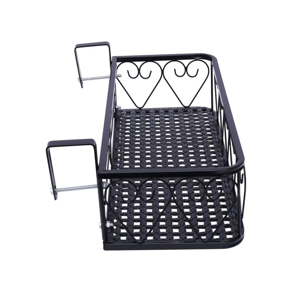 YIYIBYUS 7.87 in. x 19.68 in. x 4.72 in. IndoorOutdoor Plant Stand Iron Square Hanging Flower Pot Rack Basket for Balcony OT-ZYL-2703