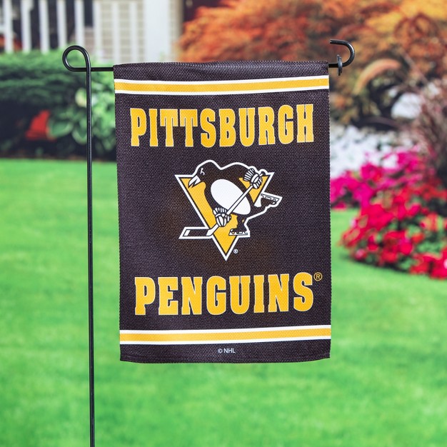 Embossed Suede Flag Gdn Size Pittsburgh Penguins