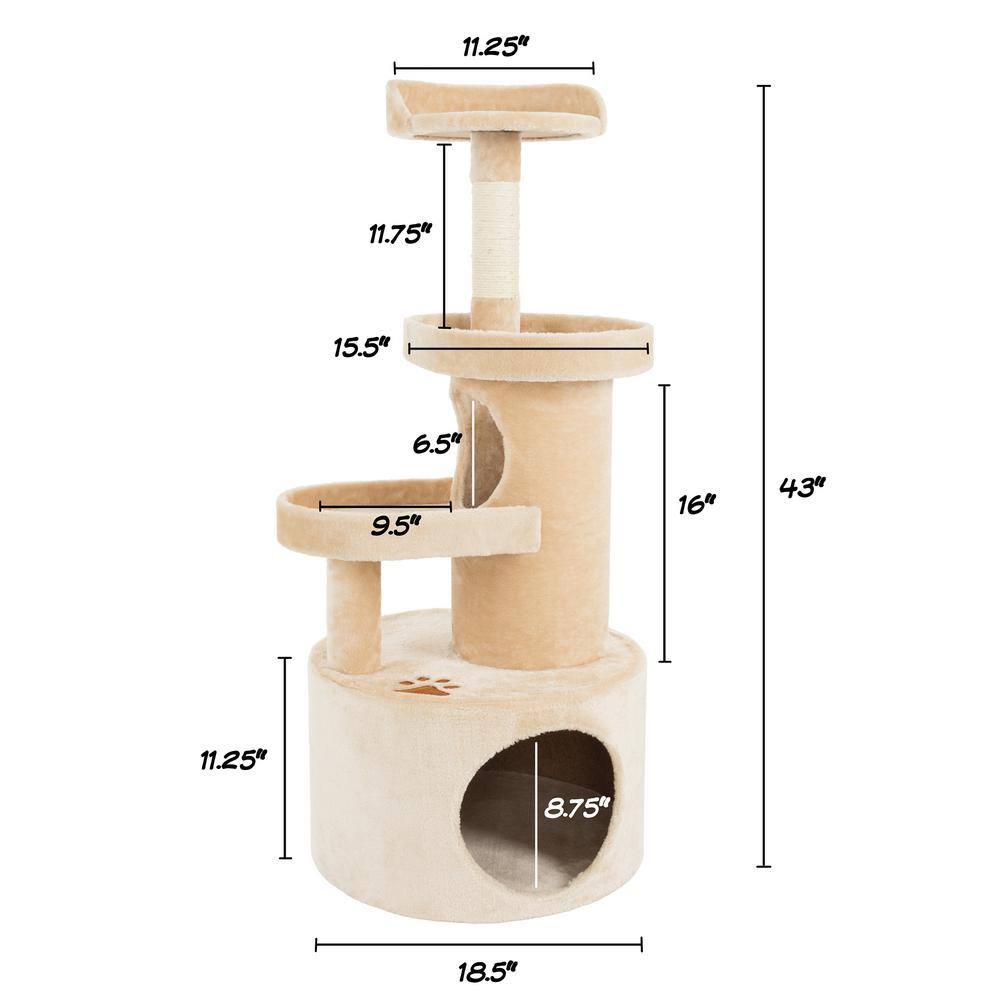 Pet Trex Cat Tree Condo with Tunnel 4 tier 530243LKL