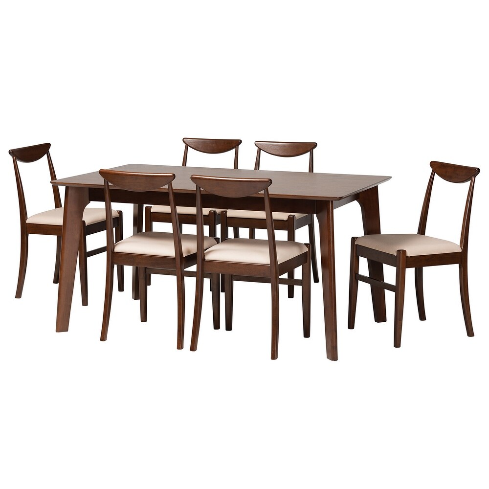 Delphina Mid Century Modern Dark Brown Finished Wood Dining Set