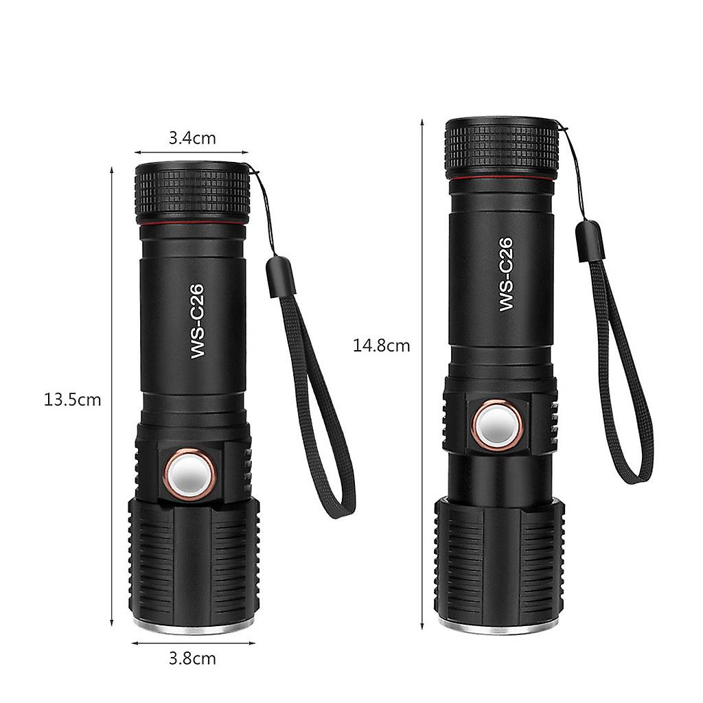 L6 Super Bright Usb Rechargeable Built In Battery Led Flashlight Waterproof Torch 3 Modes Zoomable Camping Light Lantern