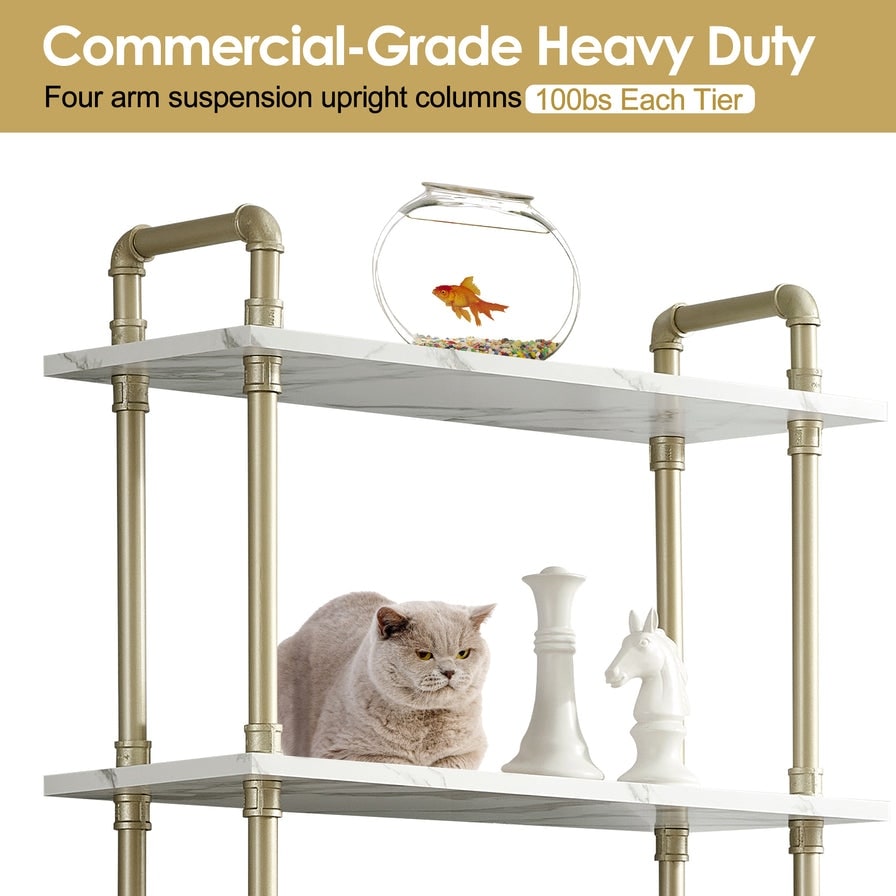 Ivinta Industrial Bookshelf 3/4/5/6 Shelf Bookcase  Rustic Shelves  Modern White Shelves