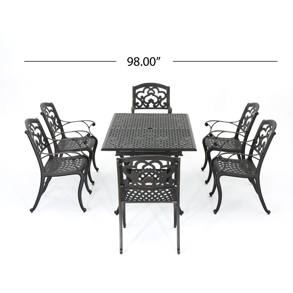 Abigal Outdoor Copper Cast Cast Aluminum Rustic Dining Set by Christopher Knight Home