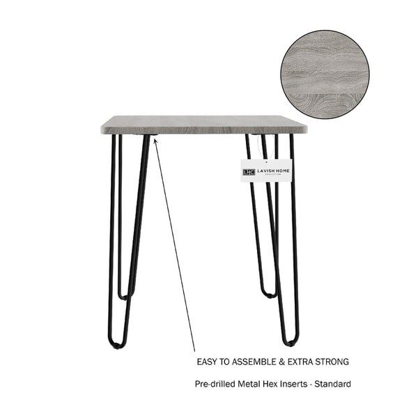 End Table with Hairpin Legs- Modern Industrial Style Decor， Woodgrain-Look and Steel Accent Furniture by Lavish Home