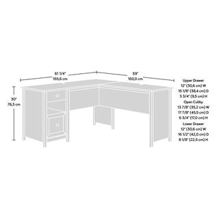 SAUDER County Line 61.26 in. L-Shaped Soft White Computer Desk with File Storage 427718