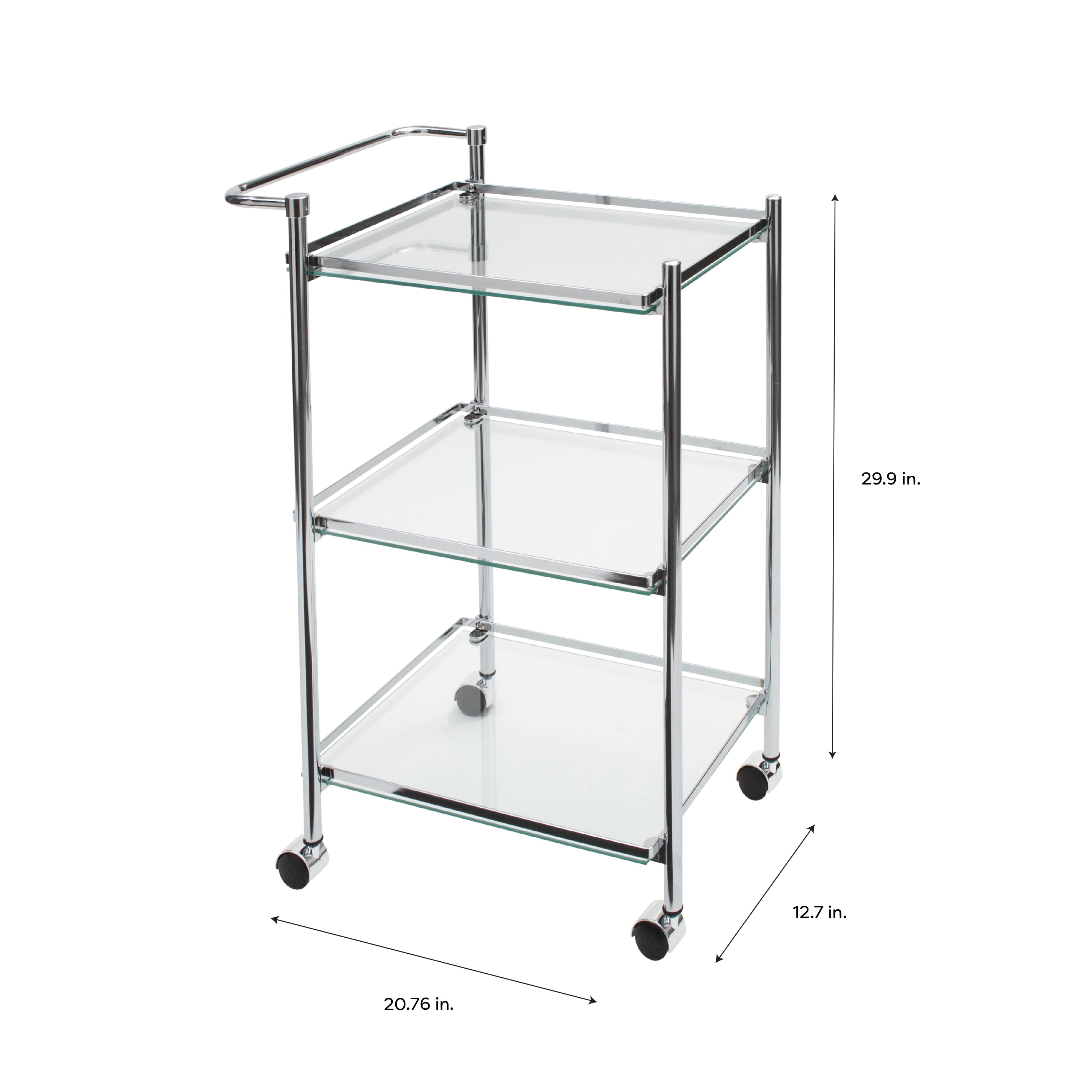 Organize It All Tempered Glass Rolling Kitchen Serving Cart