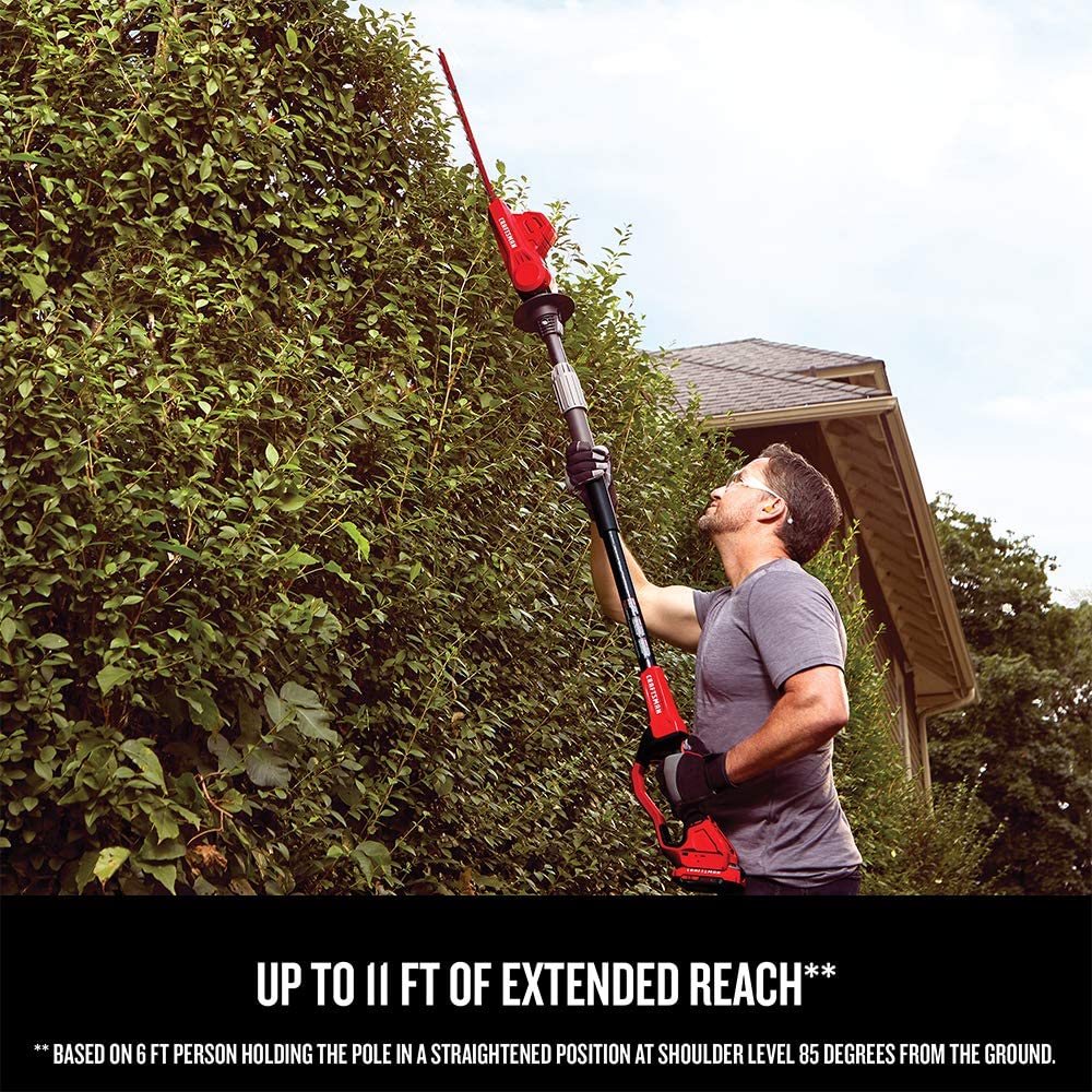 CRAFTSMAN V20 Cordless Pole Hedge Trimmer， 18-Inch， Extended Reach， Battery and Charger Included (CMCPHT818D1)