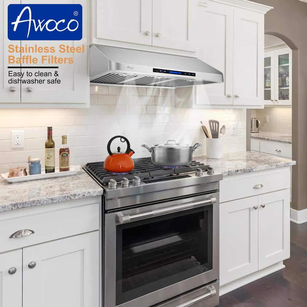 AWOCO  Series 30 in 1000 CFM Ducted Under Cabinet Range Hood in Stainless Steel with Remote Control