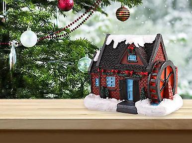 Christmas Village Red Brick House With Led Lights