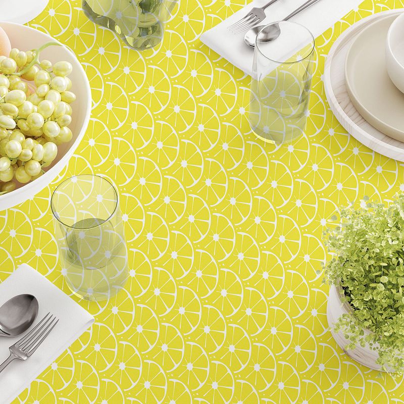 Square Tablecloth， 100% Polyester， 60x60， Allover Lemon Slices