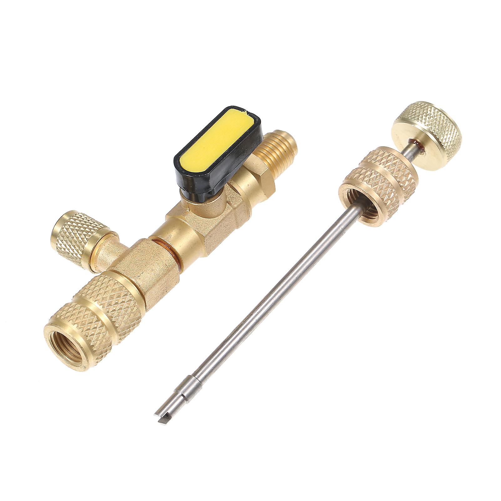 Gold Valve Core Remover Installer Tool With Dual Size Sae 1/4 and 5/16 Port Compatible With R22 R12 R407 R410 R404 R32 R600 A/c