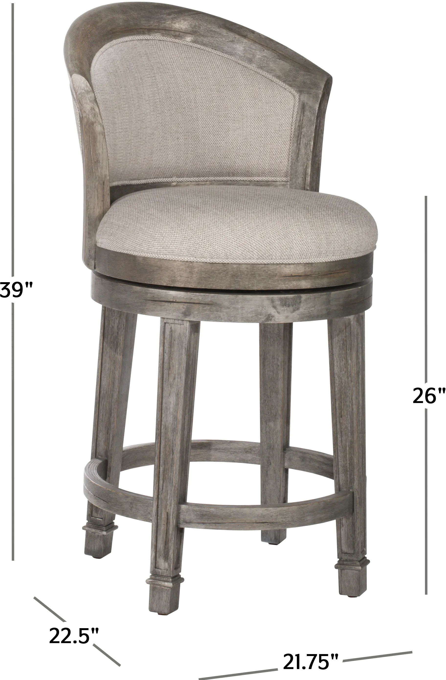 Monae Traditional Distressed Dark Gray Wood Swivel Counter Height Stool