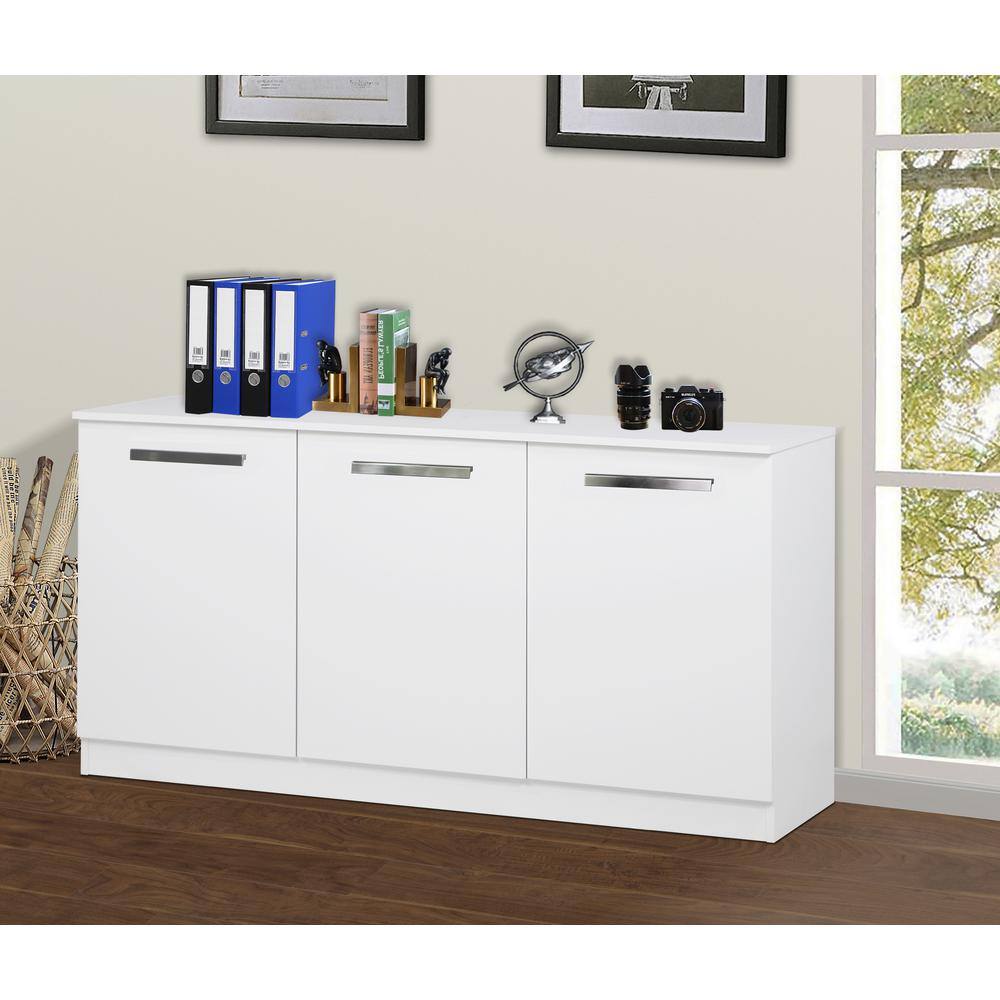 SAINT BIRCH Miami White 3-Door Credenza File Cabinet SBAK4100CFWW