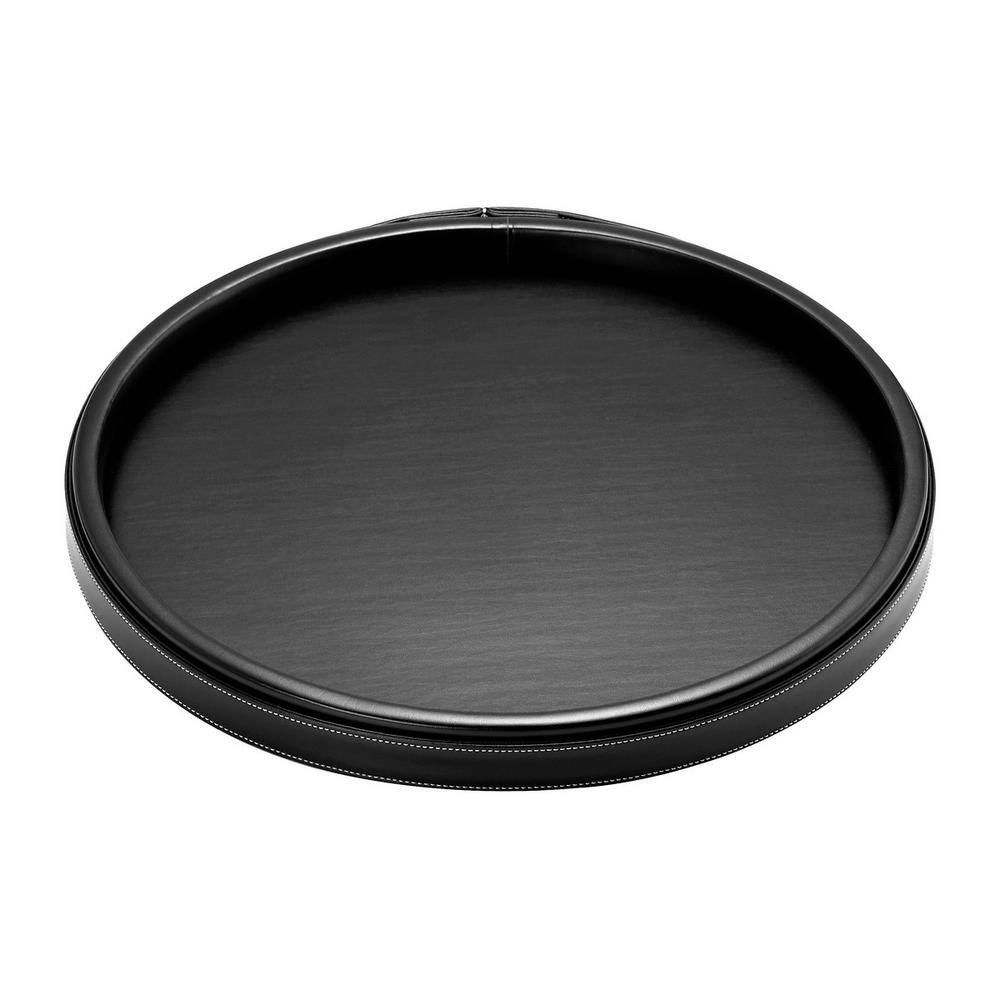 Kraftware 14 in. Stitched Black Round Serving Tray 68730