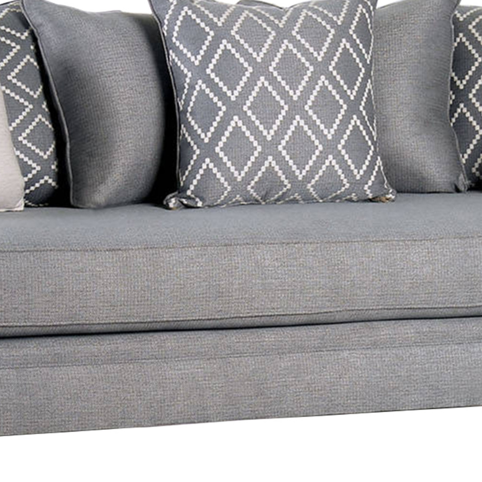 Fabric Upholstered Wooden Sofa With Tufted Details  Gray   Traditional   Sofas   by VirVentures  Houzz