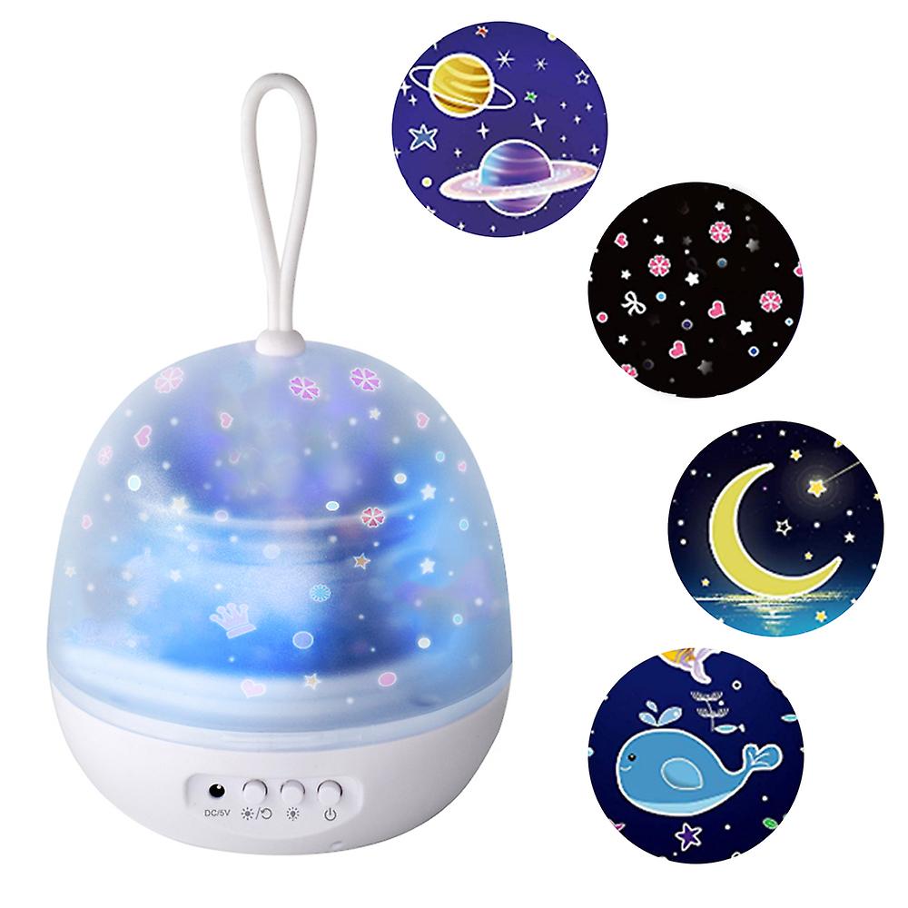 Leds Night Light 360 Rotating 8 Color Modes Starry Moon/ocean/universe/carousel 4 In 1 Projector Lamp Baby Kids Nursery Lights White