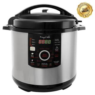 MegaChef 12 Qt. Black and Silver Electric Pressure Cooker with Automatic Shut-Off and Keep Warm Setting 985110831M