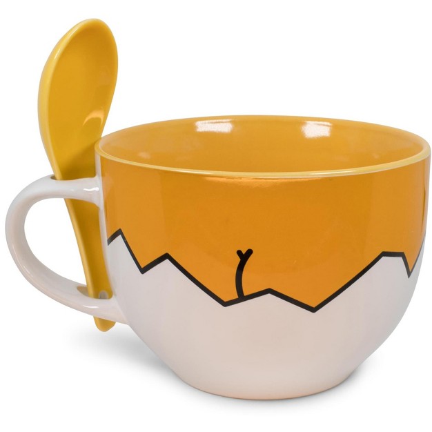 Silver Buffalo Sanrio Gudetama Ceramic Soup Mug With Spoon Holds 24 Ounces